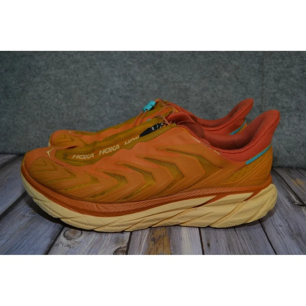Hoka One One Project Clifton Shoes Mens 12 Orange Running Sneakers 1127924‎ DSBO